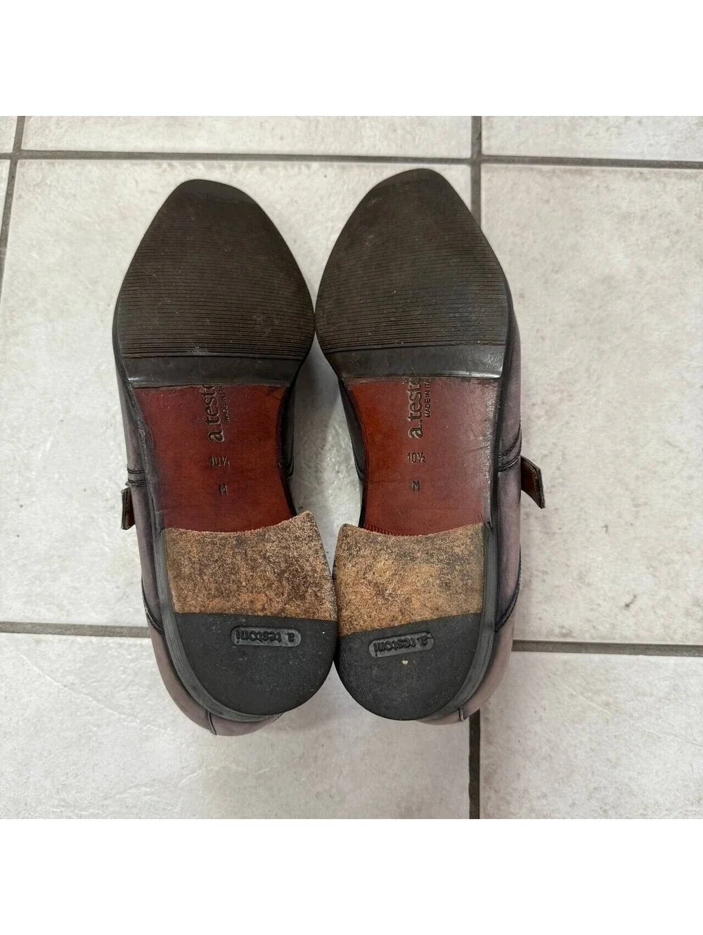 A.Testoni Brown Leather Monk Strap Dress Shoes Italy Men 10.5 M